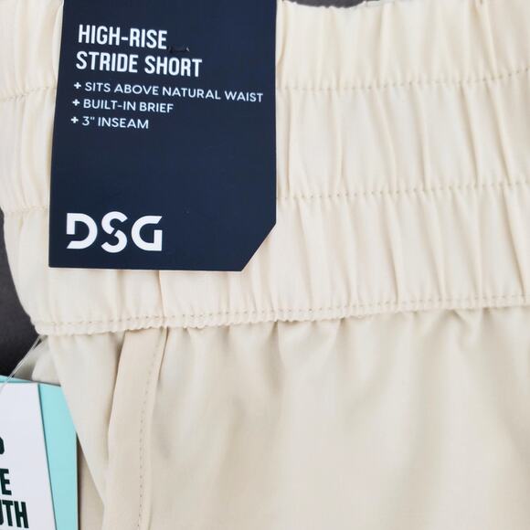 DSG Womens Size 2XL High Rise Waistband Stride Shorts Light Sand Brief Lined New - Picture 3 of 7